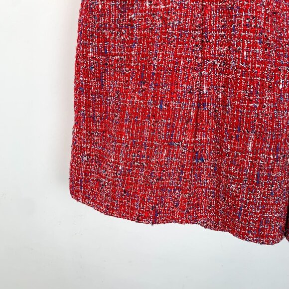 Chanel Red Tweed A-Line Skirt With Pearl Button Closure Size 36 Made In France C - Picture 4 of 7